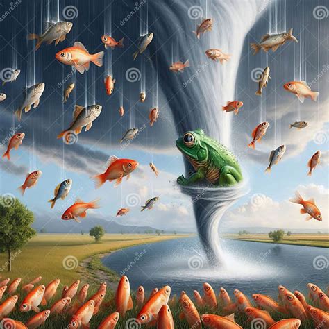 49 40 Raining Fish A Phenomenon Where Aquatic Animals Suh As Stock