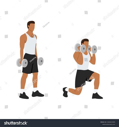 Man Doing Lunging Lunge Bicep Hammer Stock Vector Royalty Free