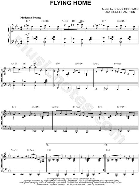 Benny Goodman Flying Home Sheet Music Piano Solo In Eb Major Download And Print Sku Mn0117488