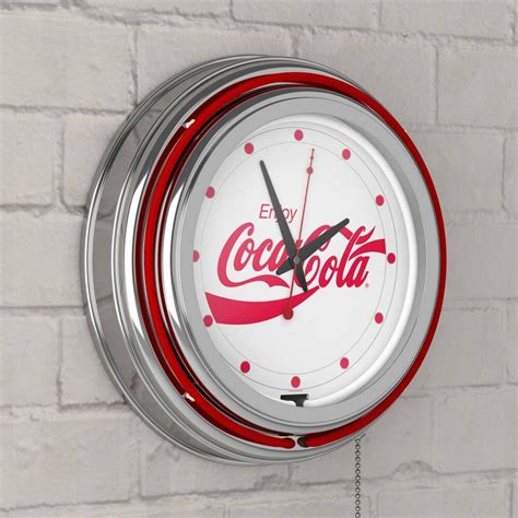 14 Enjoy Coke White Neon Wall Clock Garage Cave Office Double Rung