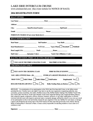 Fillable Online Lake Erie Interclub Cruise Registration Form Fax Email