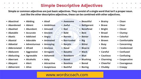 Descriptive Adjectives List Of Useful Descriptive Adjectives In