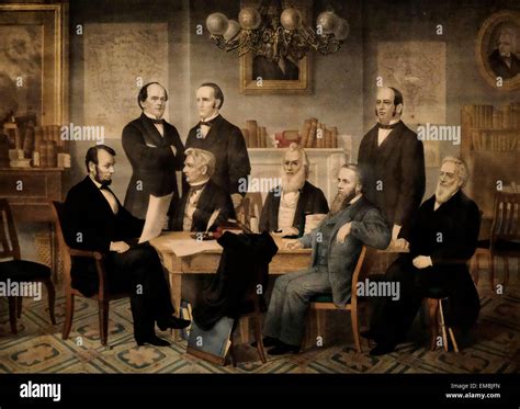 President Lincoln And His Cabinet The Reading Of The Emancipation