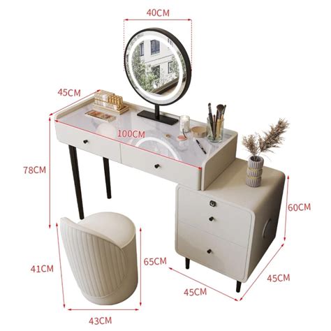 Modern Minimalist Vanity Table with Mirror & Stool