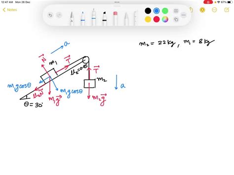 Solved A Block Mass M1 8 Kg Is Moving On An Inclined Plane With A