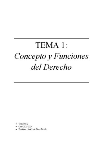 TEMA 1 CONCEPTO Y FUNCIONES DEL DERECHO Pdf