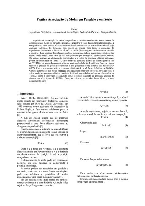 Modelo De Relat Rio De Aula Pr Tica Pr Tica Associa O De Molas Em