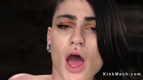 Toned Hairy Pussy Babe Fucks Machine