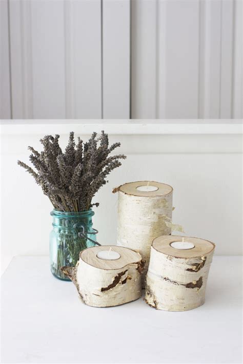 Diy Birch Wood Log Candle Holders Guide Patterns