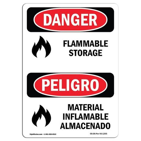 Signmission Safety Sign OSHA Danger 18 Height Aluminum Flammable