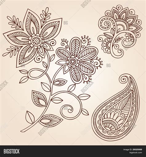 Henna Mehndi Flower Vector Photo Free Trial Bigstock