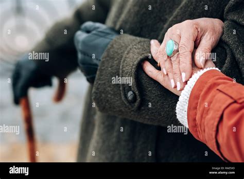 Close Up Of Mature Female Hands That Embracing Partner Stock Photo Alamy