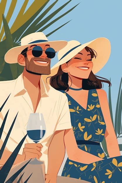 Premium Vector Couple Taking A Summer Wine Tasting Tour