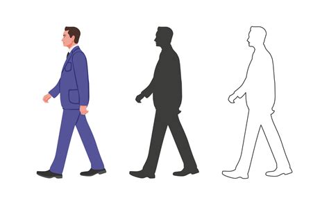 People Walking Man In Suit People Drawn In A Flat Cartoon Style