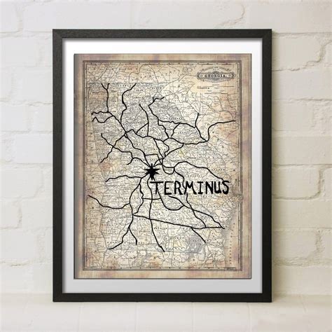 Framed The Walking Dead Terminus Map Replica Prop T Print Daryl