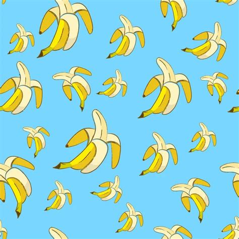 Yellow Bananas On Blue Background Seamless Pattern Stock Vector Image