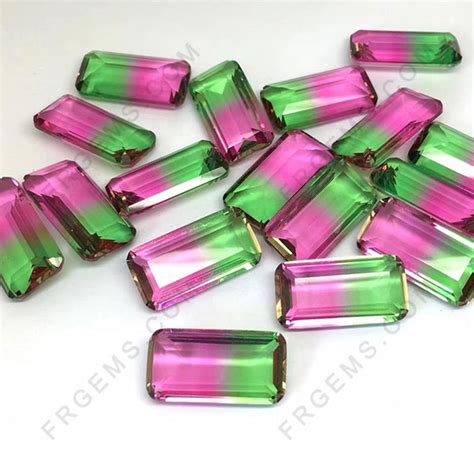 Synthetic Watermelon Tourmaline Glass Bicolor Gemstones Wholesale From