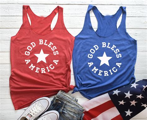 God Bless America Tank Top Fourth Of July Memorial Day Red White