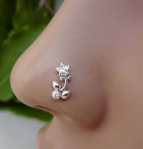 Star Nose Piercing 925 Sterling Silver Nose Stud Flower Nose Etsy