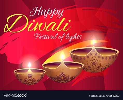 Happy Diwali Festival Lights Bright Poster Vector Image