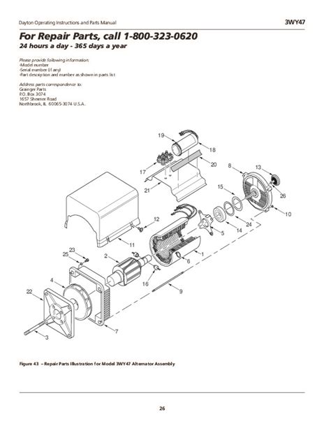 Dayton 3wy47 3w735b 3w736c 3wy44 3te27a 3wy45 3wy46 Generator Parts