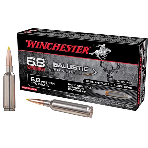 Winchester Ammunition Ballistic Silvertip 6 8 Western 170gr Ballistic Tip 20 Round Box