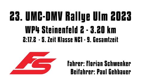 F Schwenker P Gehbauer Umc Dmv Rallye Ulm Wp Youtube