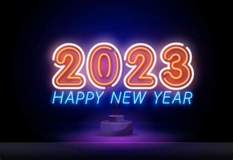 Premium Vector Happy New Year Neon Signs Style Text Vector Numbers In Neon Style Bright Gradient