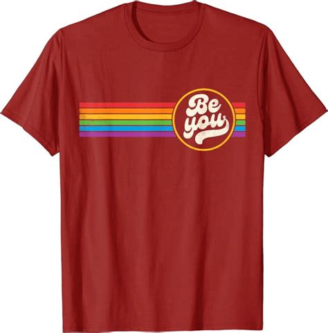 LGBTQ Be You Gay Pride LGBT Ally Rainbow Flag Retro Vintage T Shirt Walmart