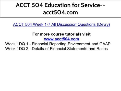 ACCT 504 Education For Service Acct504 ACCT 504 Case Study 1