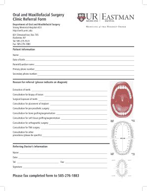 Fillable Online Oral And Maxillofacial Surgery Clinic Referral Form Fax