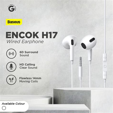 Baseus Encok 3.5mm Wired Earphone H17 | Shopee Philippines