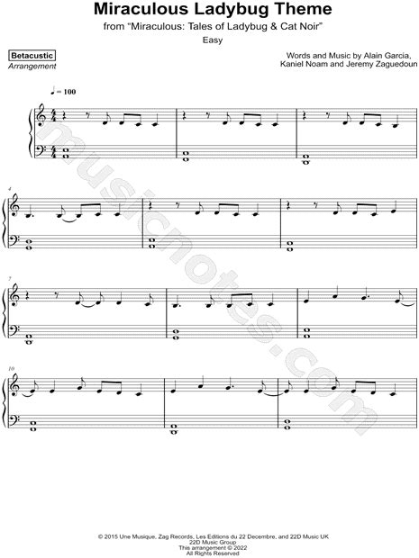 Betacustic Miraculous Ladybug Theme Easy Sheet Music Piano Solo In A Minor Download