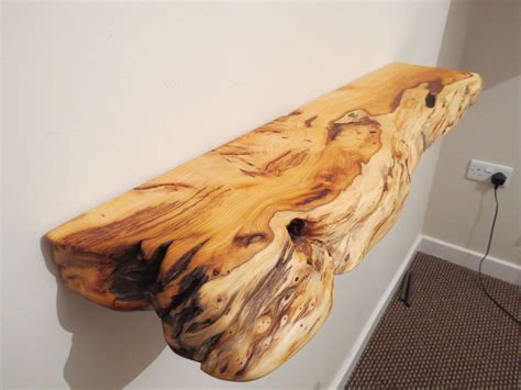 Live Edge Rustic Floating Yew Shelf Ft Wood Wall Art Etsy Live