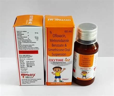 Oxytime MZ Syrup Ofloxacin Metronidazole And Simethicone Suspension