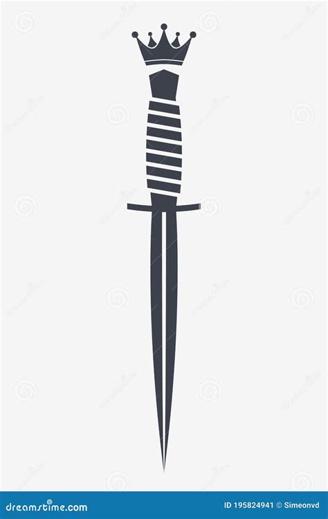 Dagger With Crown Military Combat Knife Stock Vector Illustration Of