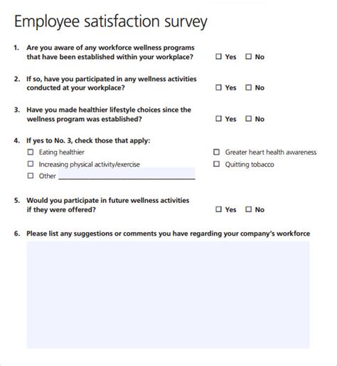 Free Sample Employee Satisfaction Survey Templates In Google Docs