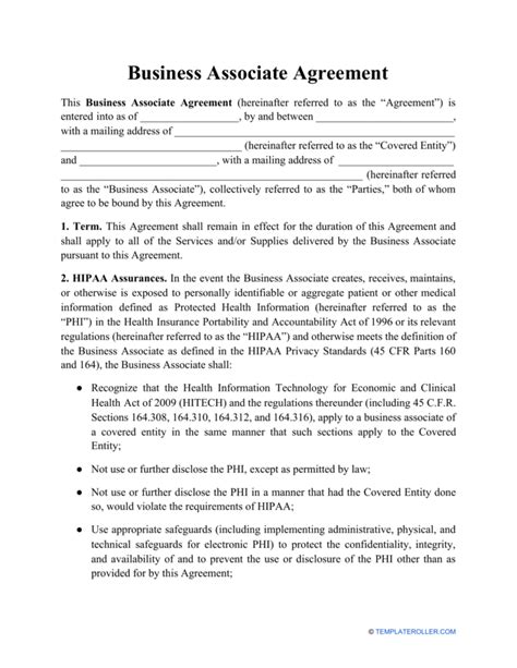 Business Associate Agreement Template