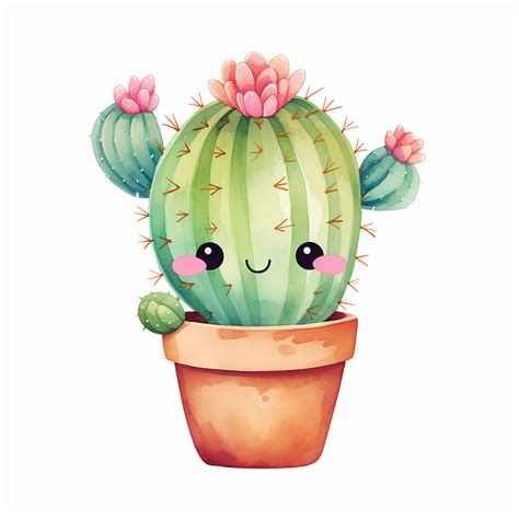 Watercolor Cute Cactus Clipart Cactus Illustration Cute - Etsy