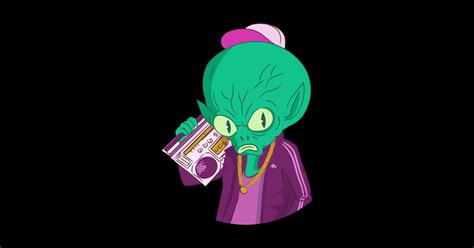 Old School Hip Hop Alien With Boombox Hip Hop Alien Sticker Teepublic