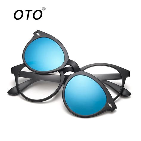 Oto Classic Magnetic Clip Retro Rivet Tr90 Sunglasses Polarized Vintage