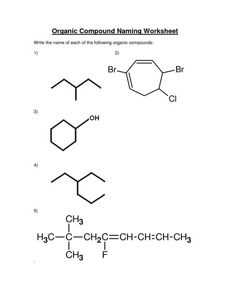 13 Organic Chemistry Naming Worksheet Worksheeto