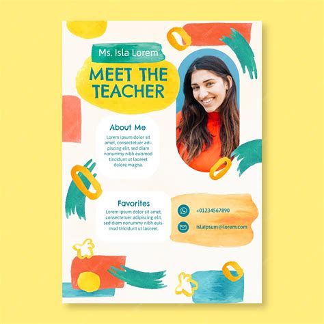 Premium Vector Watercolor Meet The Teacher Template Design