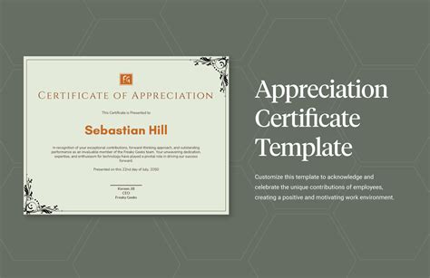 Military Certificate Of Appreciation Template In Psd Illustrator