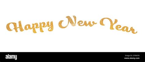 Glittery Golden Text Happy New Year On White Background Stock Photo Alamy