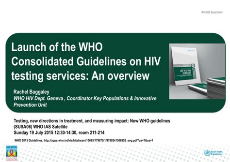 Launch Of The WHO Consolidated Guidelines On HIV