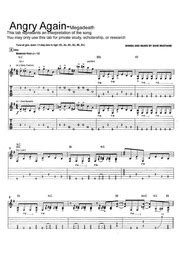 Megadeth Angry Again Songbook Guitar Tab : Free Download, Borrow, and ...