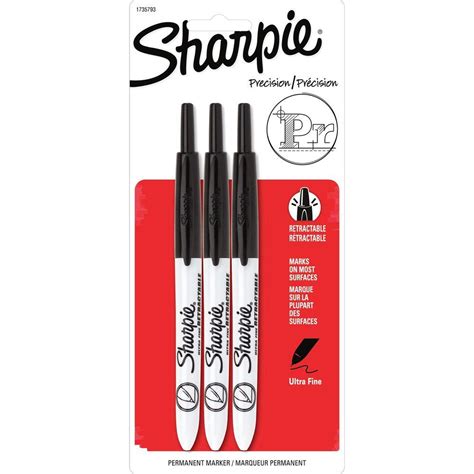 Sharpie Black Retractable Ultra Fine Point Permanent Marker (3-Pack ...