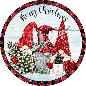 Merry Christmas Gnome Wreath Sign Gnome Sign Christmas Sign Wreath Sign