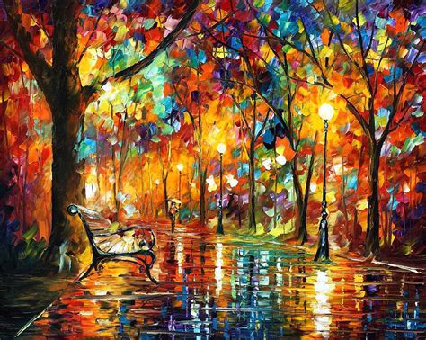 Night Park Palette Knlfe Oil Painting On Canvas By Leonid Afremov Painting By Leonid Afremov